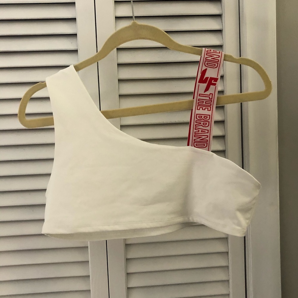 LF White and Red Banded Crop Top